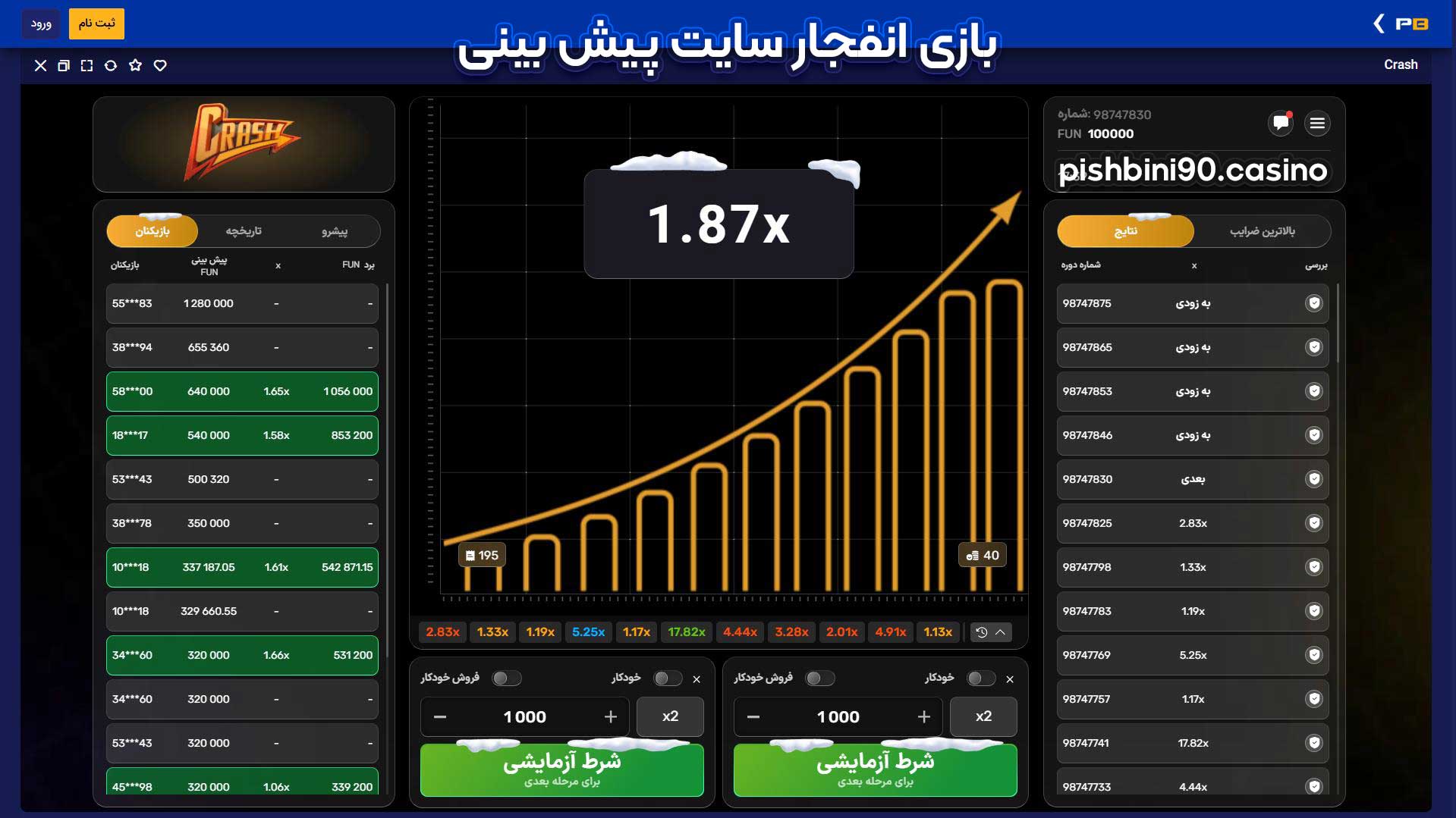 بازی انفجار سایت پیش بینی